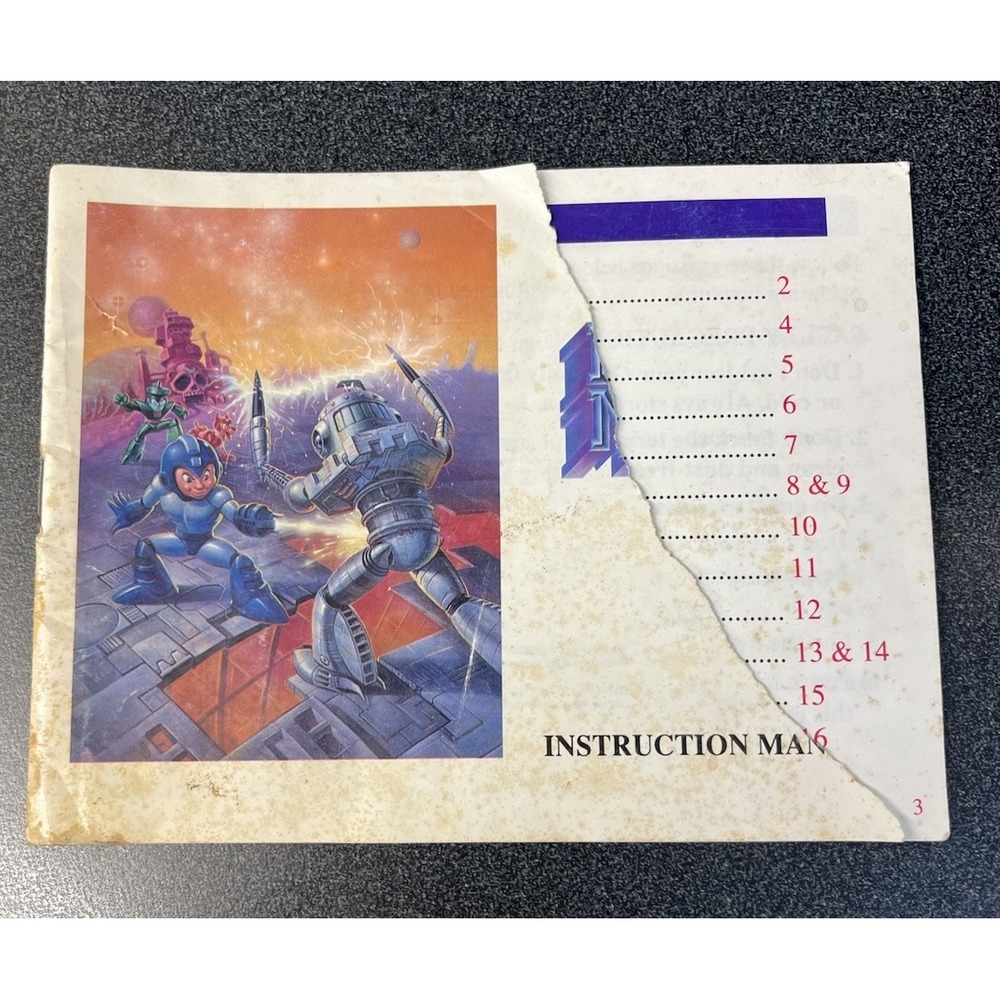 Original Mega Man 3 Nintendo NES Instruction Manual Booklet ONLY Torn Cover